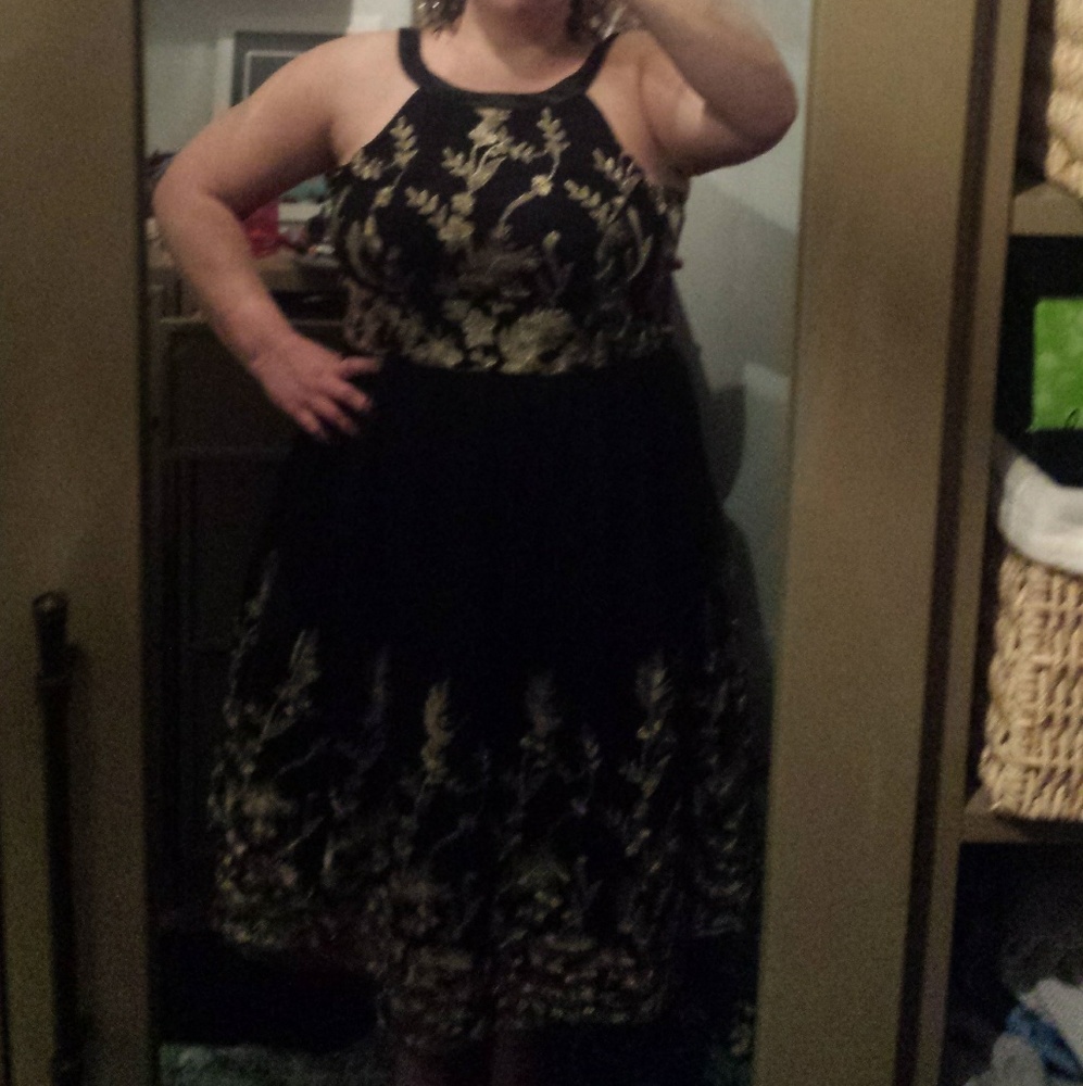 Black and Gold Semi Formal Dress - Picture 5 of 6